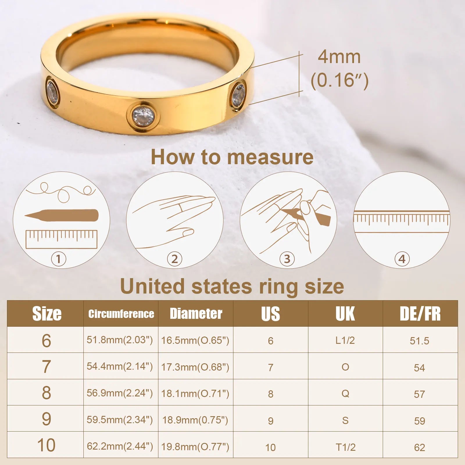 Stainless Steel Couple Ring with CZ 4