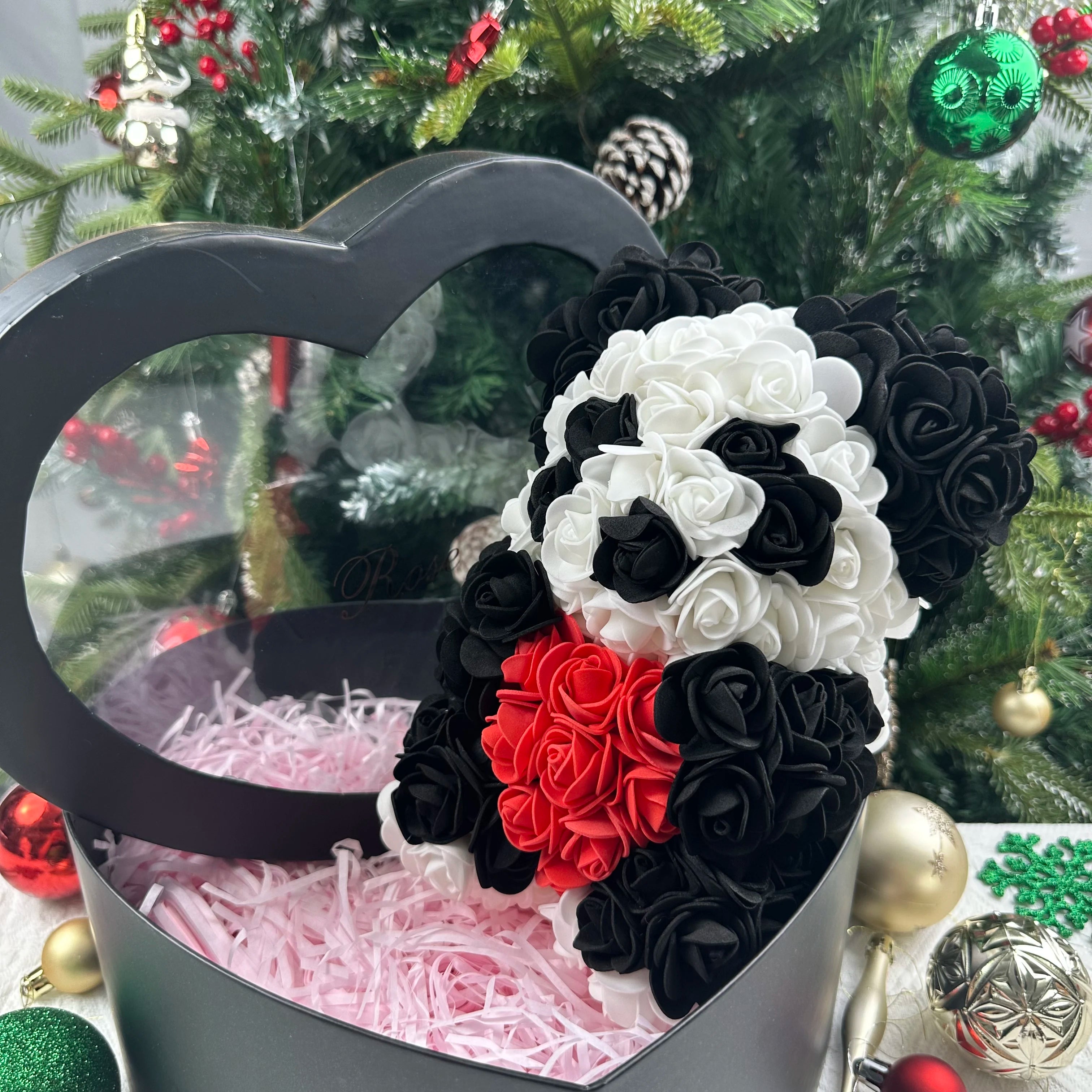 25cm Artificial Teddy Rose Flower Bear with Box Romantic Valentines Day Gift Girlfriend Women Anniversary Wedding Party Supplies 11