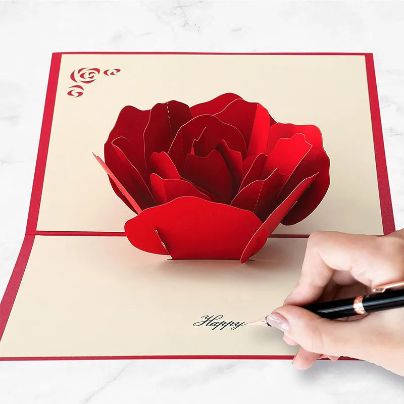 3d Rose Pop Up Card, Valentines Day Card 3